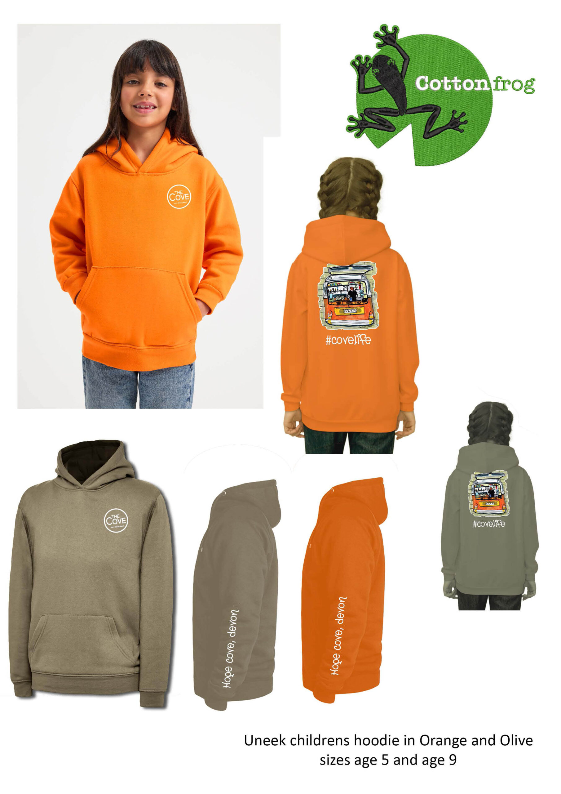 The Cove Kids Hoodie - Logo Hoodie (Orange & Olive)